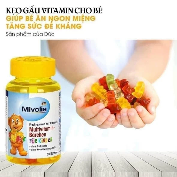 KẸO VITAMIN TỔNG HỢP MIVOLIS VỊ TRÁI CÂY HÌNH GẤU CHO CON YÊU