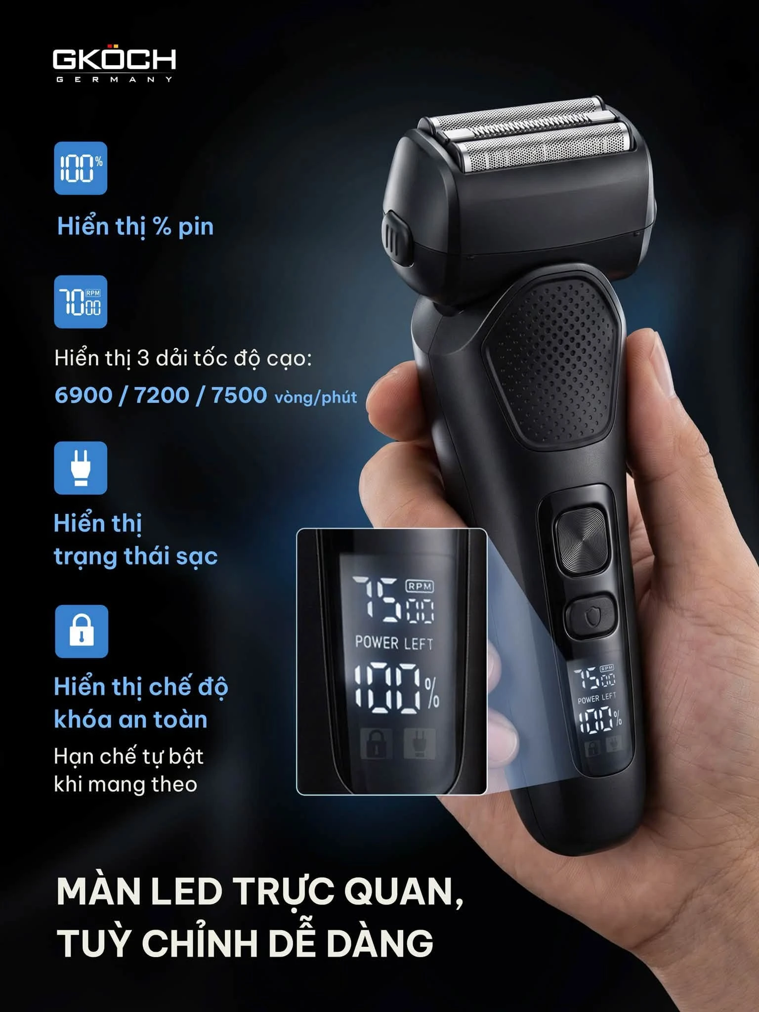 MÁY CẠO RÂU ĐIỆN GKOCH PRECISION FOIL SHAVER V-939