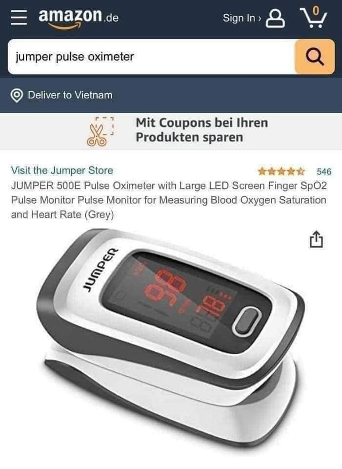 Máy đo nồng độ Oxy SPO2 JUMPER 500E Best Seller tại Đức
