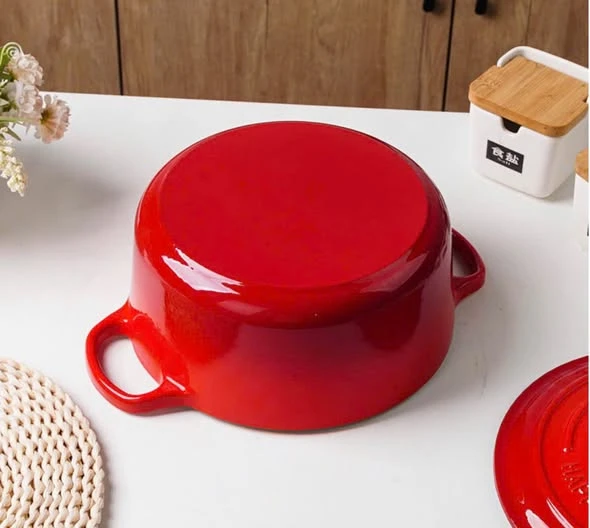 Nồi gang đỏ cherry núm vàng Happiness 20cm, dung tích 2,8l