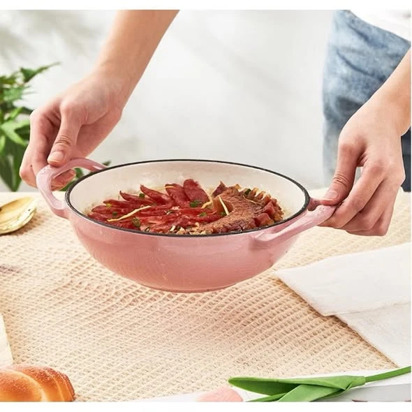    	 Nồi gang Wok Happiness 21cm - Sugar Pink