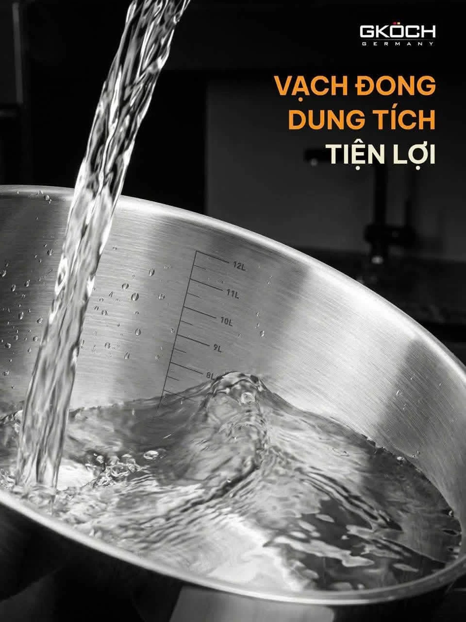NỒI LUỘC GÀ KÈM XỬNG HẤP GKOCH 12L (tặng1 muôi canh GKoch - DD172)