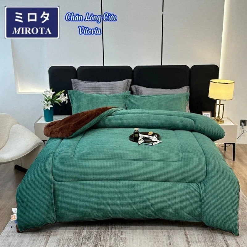 SIÊU PHẨM CHĂN LÔNG CỪU MIROTA DÒNG VICTORIA SỬ DỤNG CÔNG NGHỆ M-WARM Màu Xanh Lá