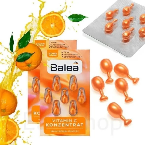 VIÊN NANG VITAMIN C BALEA - vị cam giúp chăm sóc phục hồi làn da với vitamin C và E