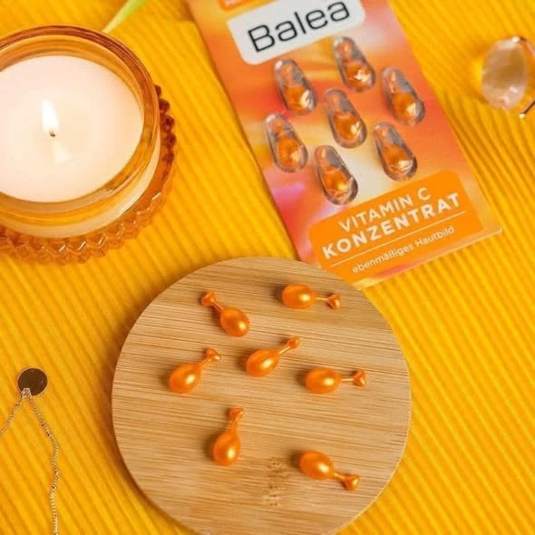 VIÊN NANG VITAMIN C BALEA - vị cam giúp chăm sóc phục hồi làn da với vitamin C và E