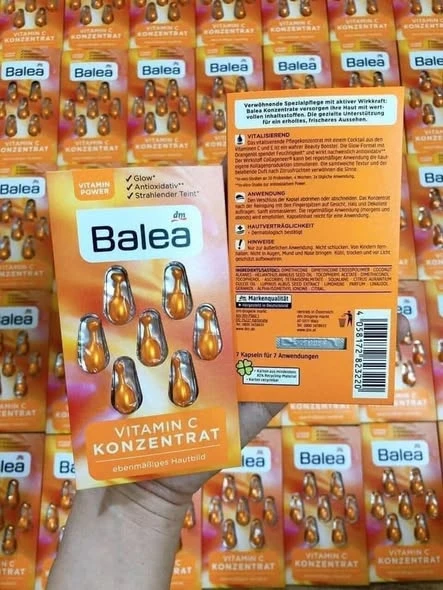 VIÊN NANG VITAMIN C BALEA - vị cam giúp chăm sóc phục hồi làn da với vitamin C và E