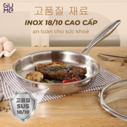 Chảo Inox Nguyên Khối Gume Cao Cấp 18/10 GPS-1226 size 26cm
