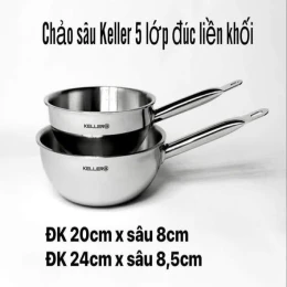 Chảo sâu lòng thép 5 lớp đúc liền Keller size 24cm