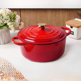 Nồi gang đỏ cherry núm vàng Happiness 20cm, dung tích 2,8l