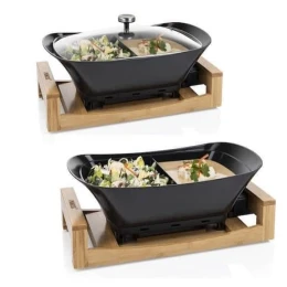 Nồi lẩu điện đa năng 2 ngăn Princess cao cấp (full bộ kèm kệ gỗ)