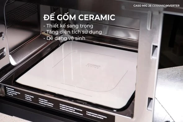 LÒ VI SÓNG KÈM NƯỚNG 2IN1 Caso MIG 25 Ceramic (Dung tích 25L, Đế Ceramic)