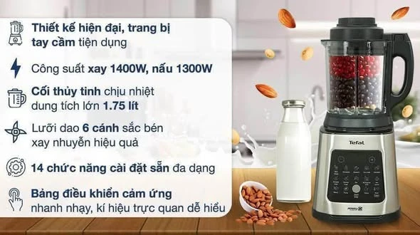 Máy làm sữa hạt, xay nấu đa năng Tefal Perfectmix Cook BL83SD66
