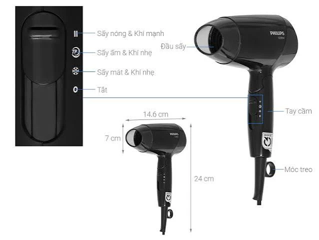 Máy sấy tóc mini Philips BHC010 