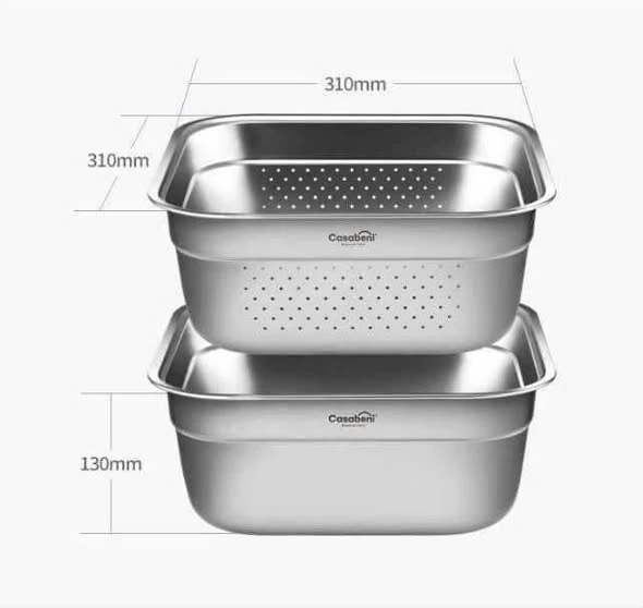 SET CHẬU RỬA KÈM RỔ INOX CASABENI DUNG TÍCH 8L