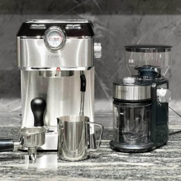 Combo Máy pha cafe Caso Espresso Gourmet + Máy xay cafe CASO Barista Crema 1833