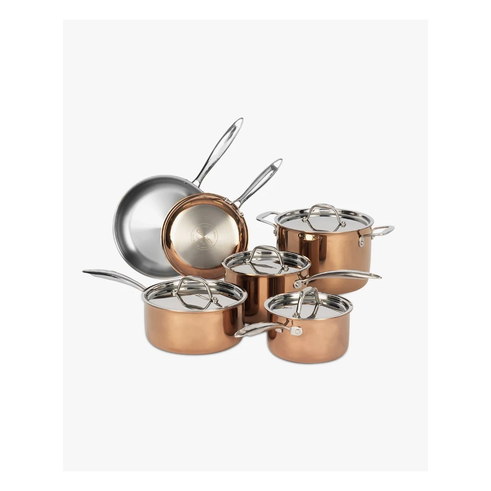 Bộ nồi chảo inox liền khối cao cấp Ciwete 6 món - Màu đồng - SS1503-10PC
