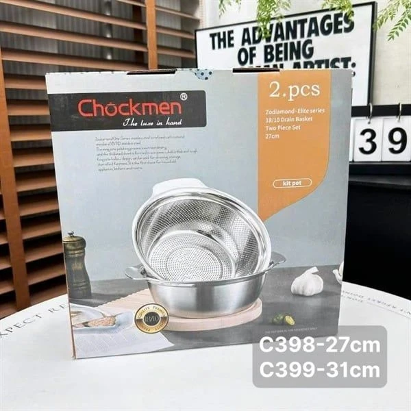 Bộ rổ chậu C398 CHOCKMEN 27cm, inox 18/10, model: CKM-JY27CLD