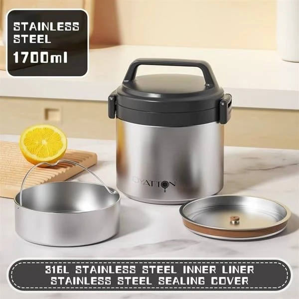 Cặp lồng giữ nhiệt O525-S OYATTON màu bạc 1700ml, model: OYTF53-C170