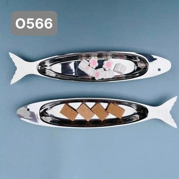 Đĩa sushi O566 OYATTON hình cá 35.5cm, inox 18/10, model: OYT-AL566P35