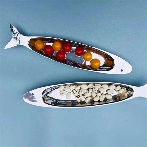 Đĩa sushi O566 OYATTON hình cá 35.5cm, inox 18/10, model: OYT-AL566P35
