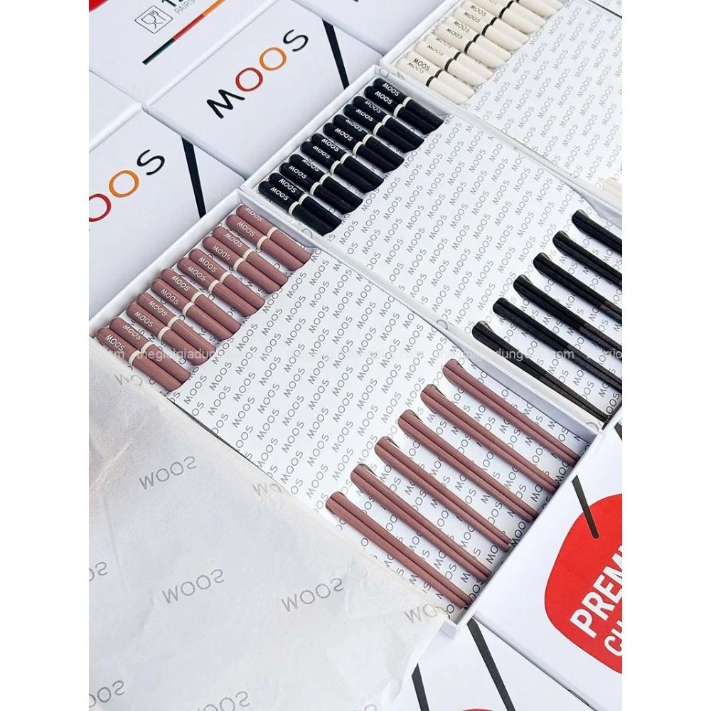 Hộp 12 đôi đũa Moos màu đen