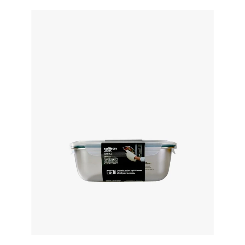 Hộp inox 304 cao cấp Cuitisan Simple 2800ml chữ nhật No.10 - EC7-PS10