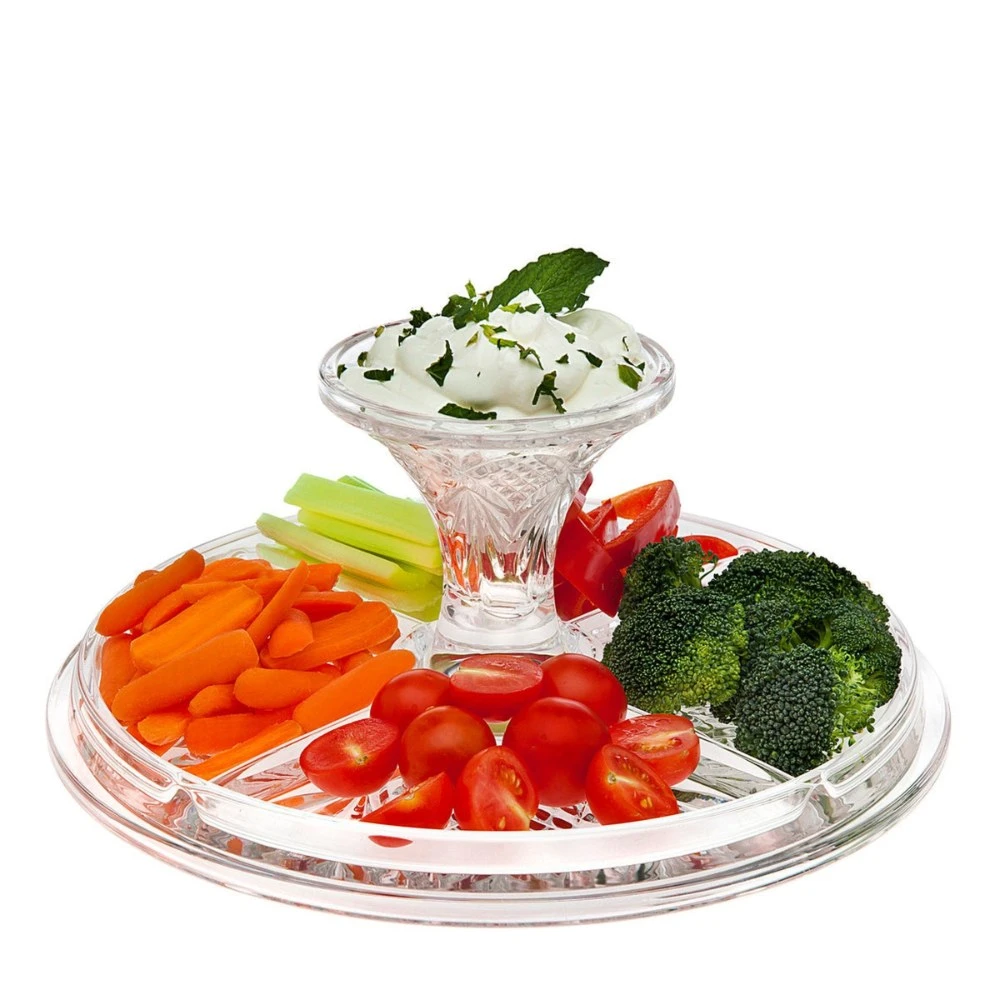 Khay đựng bánh bằng pha lê có nắp đậy Dublin 25658, kích thước 303x282mmH