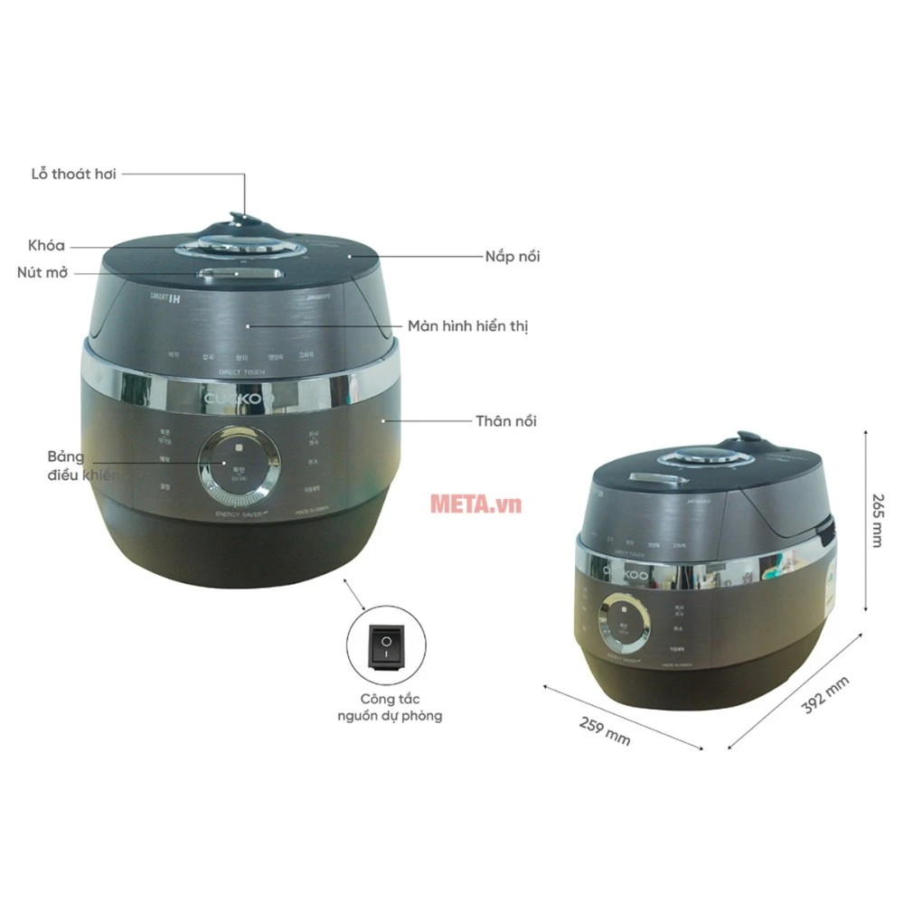Nồi cơm điện cao tần áp suất Cuckoo CRP-JHR0660FD 1.08L