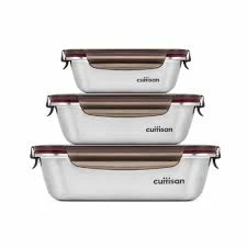 Set 3 hộp inox 304 cao cấp Cuitisan Flora chữ nhật (SET A)- EC7-SS357S