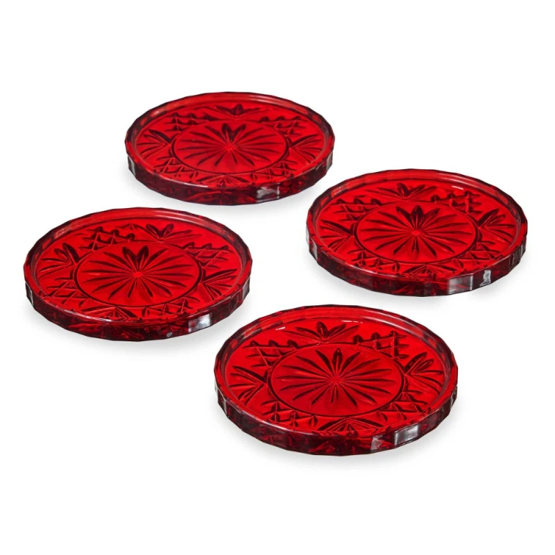 Set 4 lót ly, cốc pha lê Dublin Godinger màu đỏ - 25542