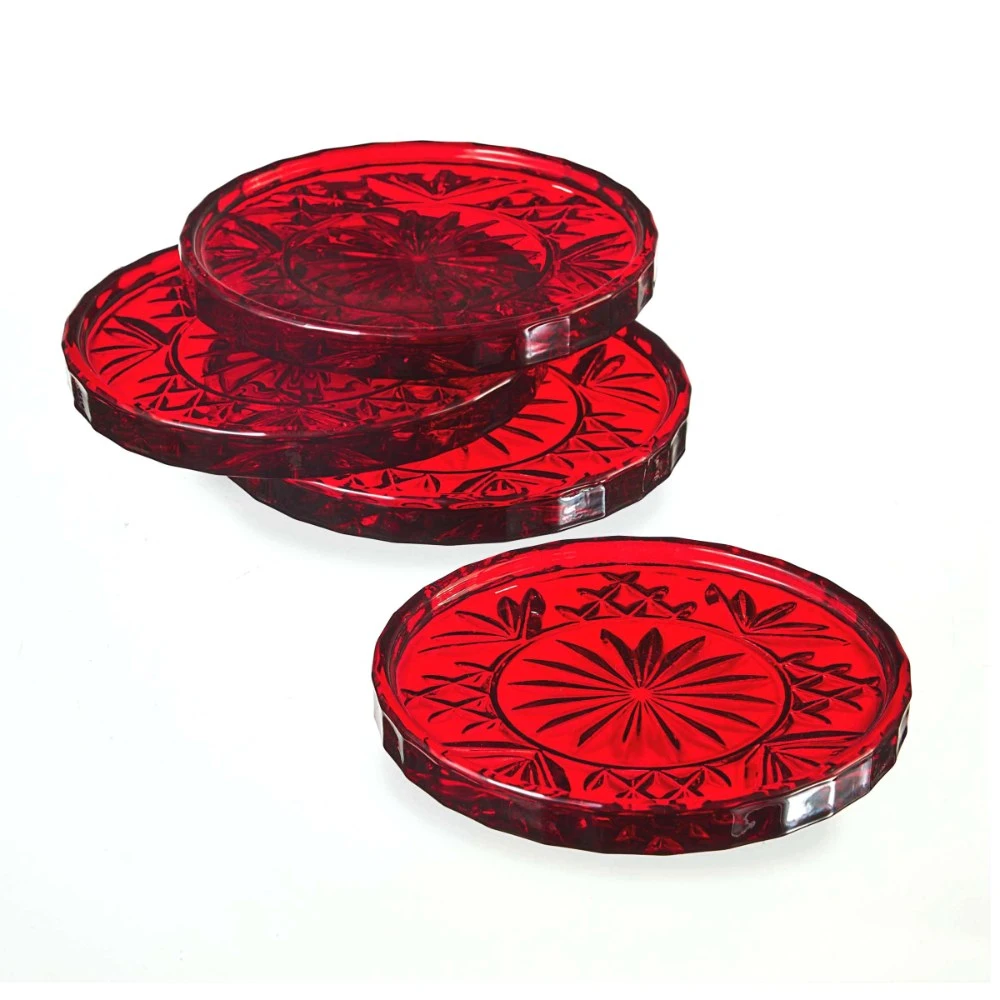Set 4 lót ly, cốc pha lê Dublin Godinger màu đỏ - 25542