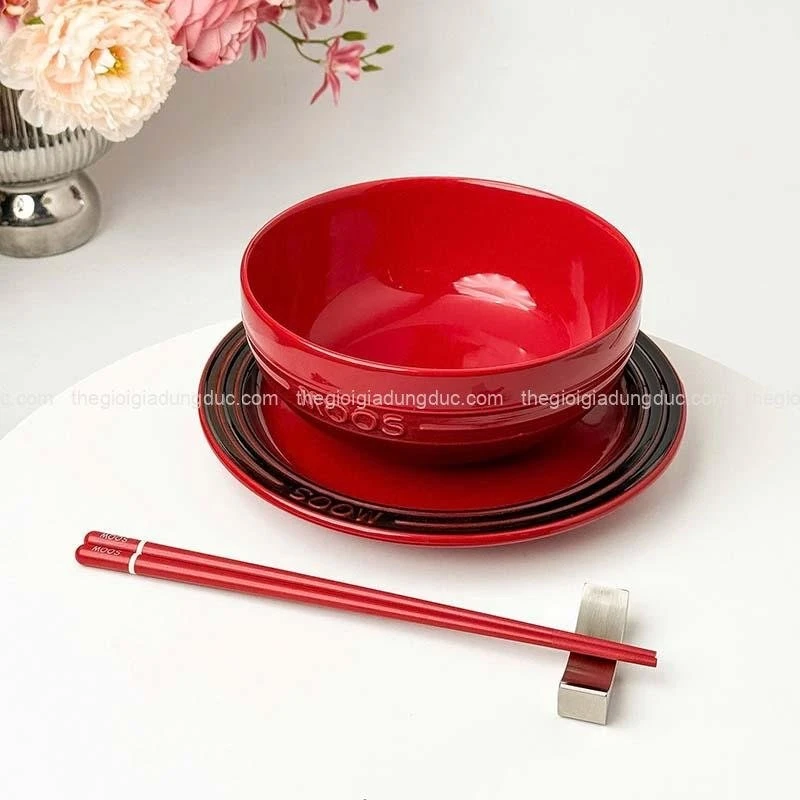 Set 6 bát ăn cơm Moos 12cm màu đỏ