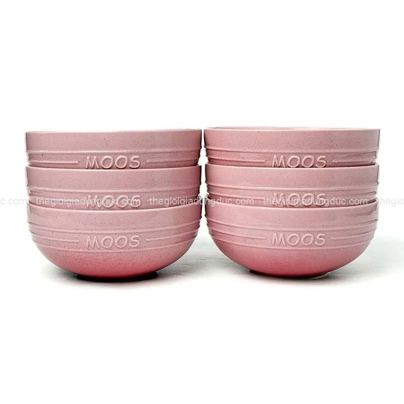 Set 6 bát ăn cơm Moos 12cm màu hồng