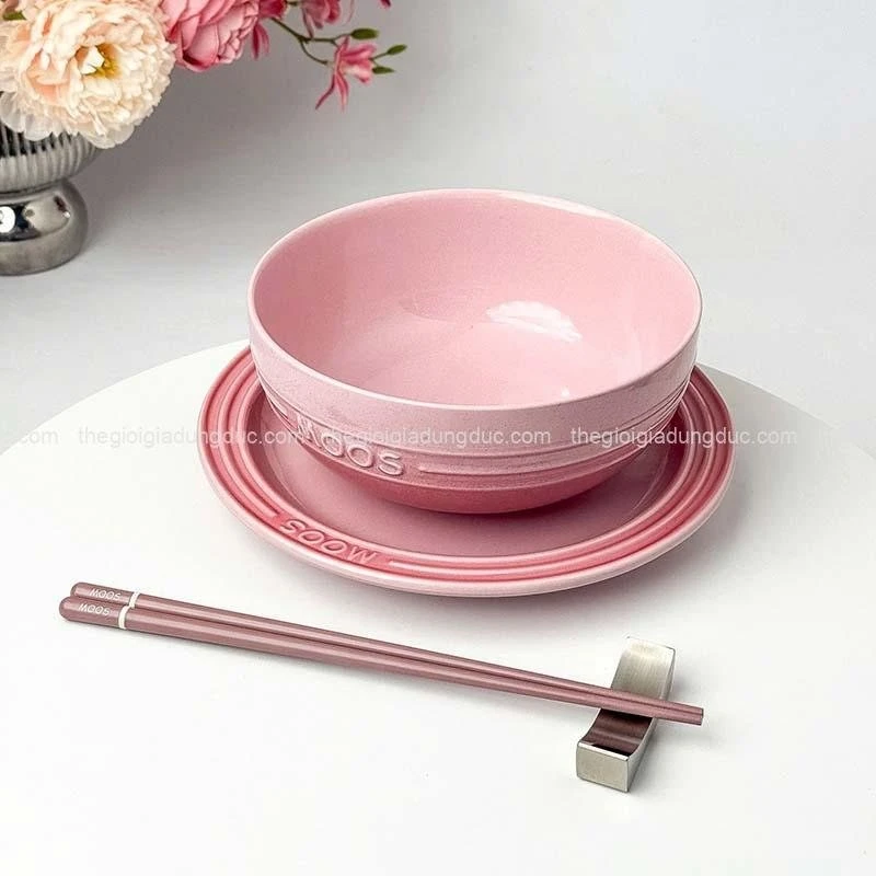 Set 6 bát ăn cơm Moos 12cm màu hồng