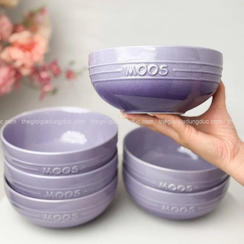 Set 6 bát ăn cơm Moos 12cm màu tím