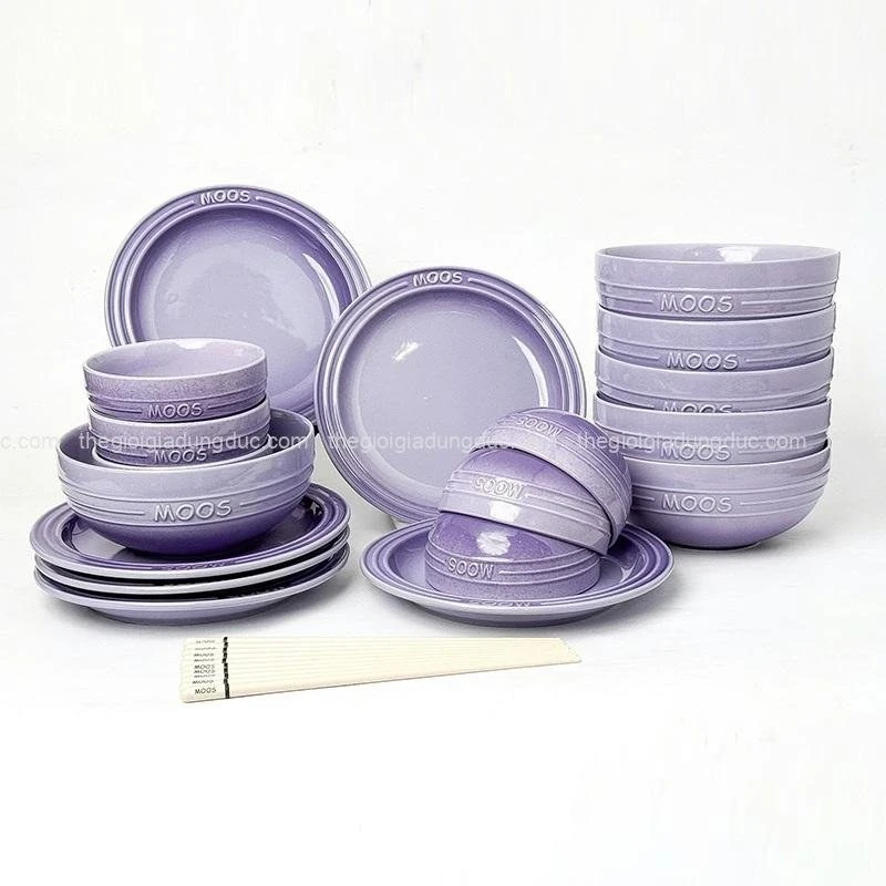 Set 6 bát ăn cơm Moos 12cm màu tím