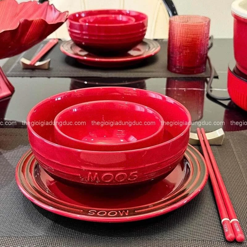 Set 6 bát ăn phở Moos 18cm màu đỏ