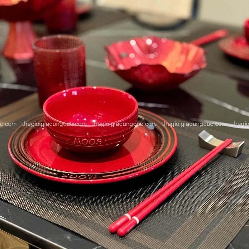 Set 6 đĩa Moos 22cm màu đỏ