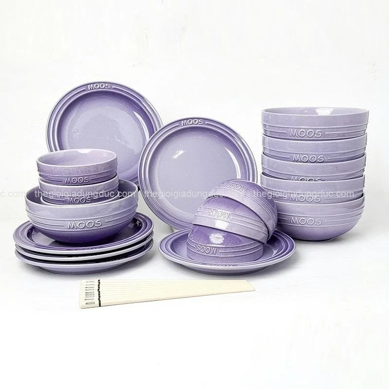 Set 6 đĩa Moos 22cm màu tím