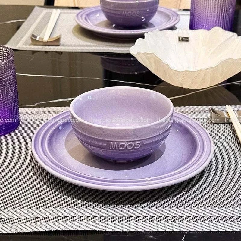 Set 6 đĩa Moos 22cm màu tím