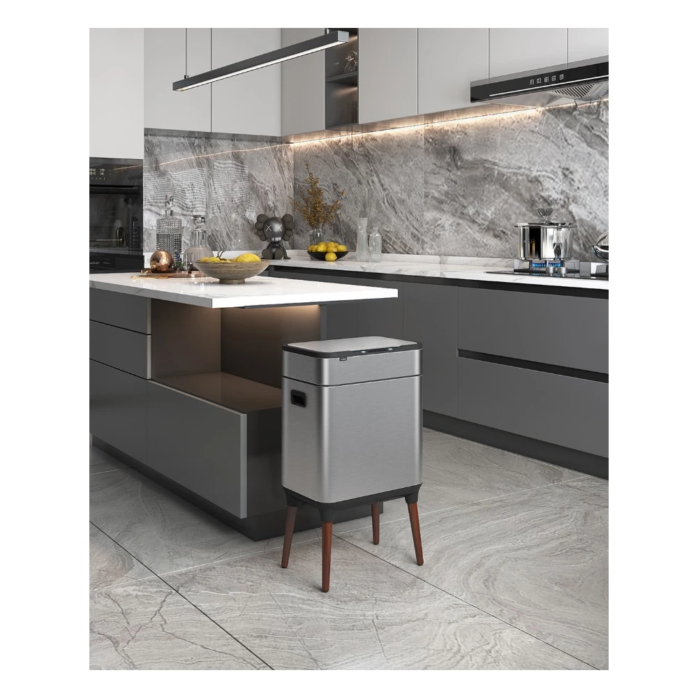 Thùng rác inox cảm biến Elpheco, có chân khử mùi ozone, có lõi 20L - Màu bạc - ELPH5522