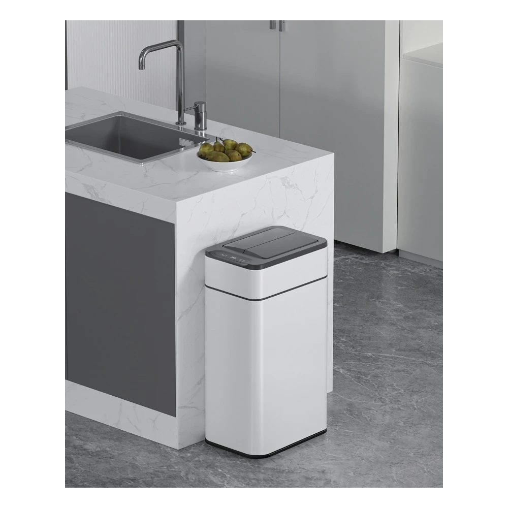 Thùng rác inox cảm biến Elpheco mở hai cánh 30L - Màu trắng - ELPH7534