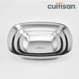 Bộ 3 Dĩa chữ nhật inox cao cấp Cuitisan (17cm / 20cm / 25cm) - EC11-021S3