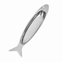 Đĩa sushi O566 OYATTON hình cá 35.5cm, inox 18/10, model: OYT-AL566P35