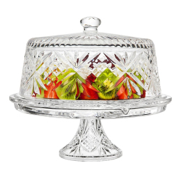 Khay đựng bánh bằng pha lê có nắp đậy Dublin 25658, kích thước 303x282mmH