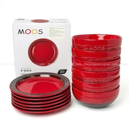Set 6 bát ăn cơm Moos 12cm màu đỏ
